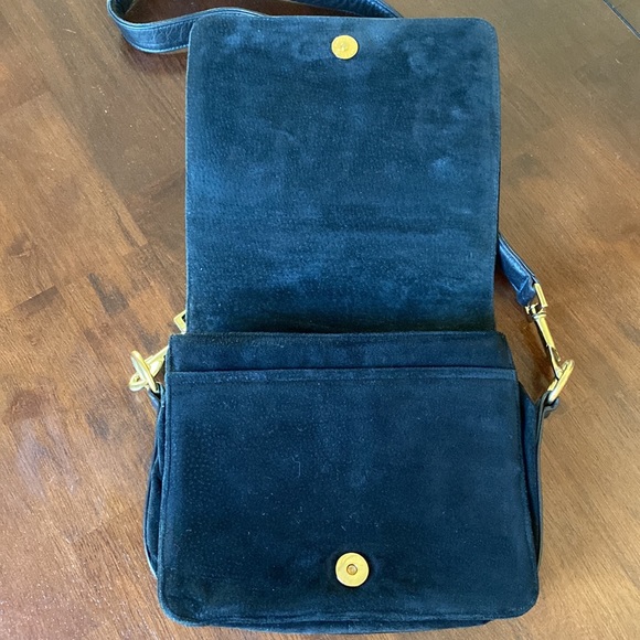 Vintage Black Suede and Pleather Bag - Picture 3 of 6